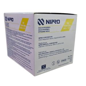 CAJA DE AGUJAS HIPODERMICAS NIPRO 20G X1 1/2"