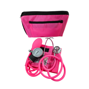 KIT DE TENSIOMETRO MANUAL + ESTETOSCOPIO -COLOR ROSADO