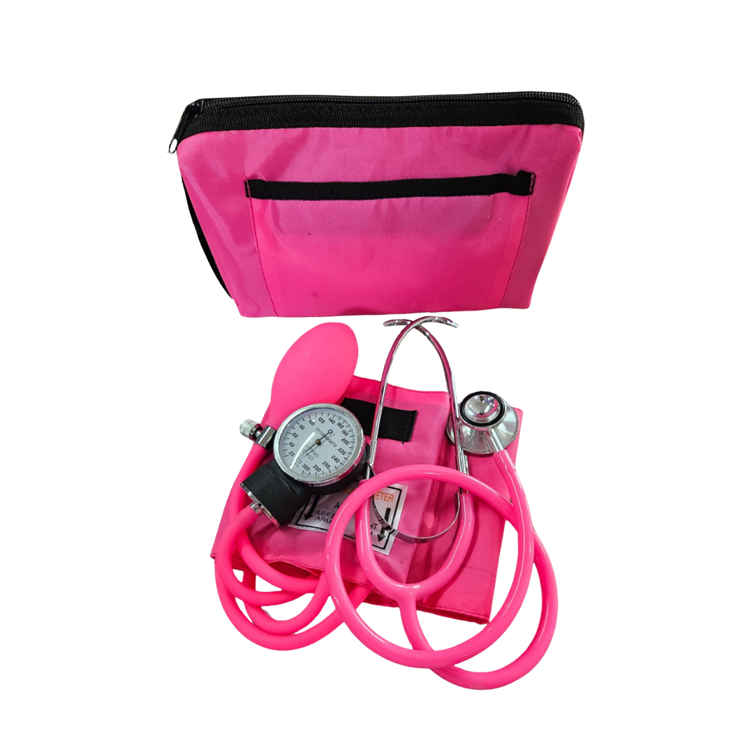 KIT DE TENSIOMETRO MANUAL + ESTETOSCOPIO -COLOR ROSADO